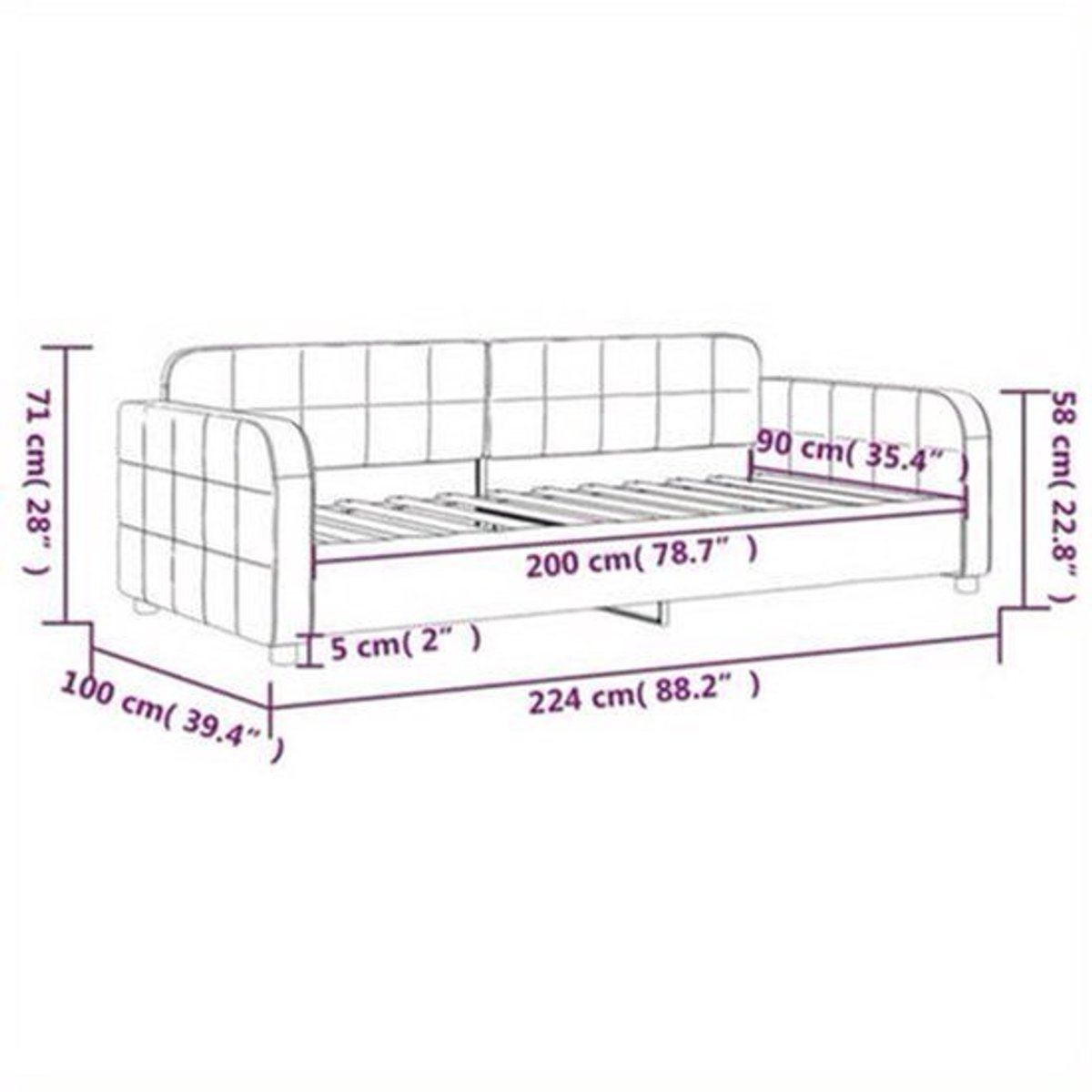 Slaapbank – Bedbank – Slaapstoel – Zetelbed – Logeerbed – Zwart Fluweel – 90x200 cm – Duurzaam Houten Frame