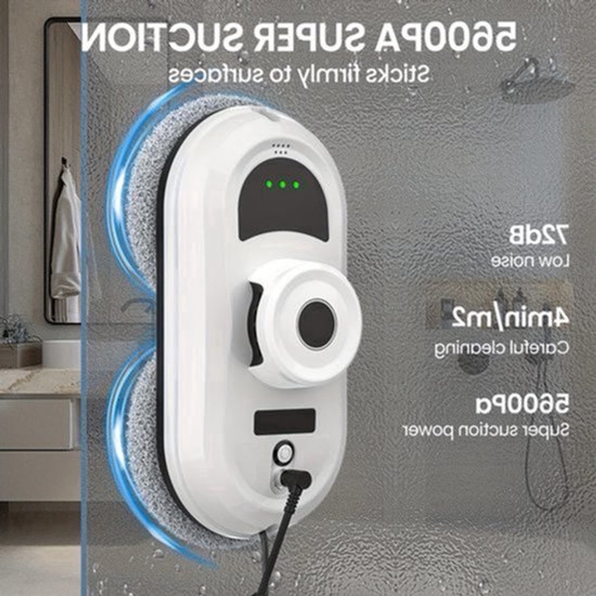 Elektrische Ramenwasser – Ramenrobot – Glasreiniger – Ruitenreiniger – Automatische Ramenreiniger – Intelligente Navigatie – Veiligheidssysteem – Afstandsbediening – 10 Microvezeldoekjes