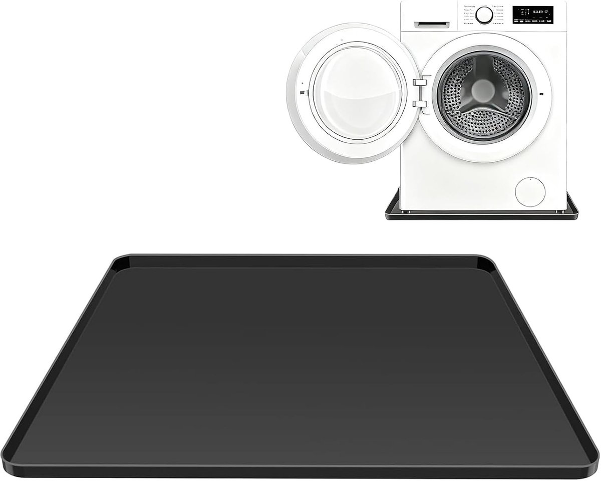 Vloermat voor koelkast - 50x50 cm - Siliconen mat met opstaande randen - Absorberend & antislip - Lekbak voor koelkast - Universeel (ook voor wasmachines) - Water- en vochtbestendig - Zwart