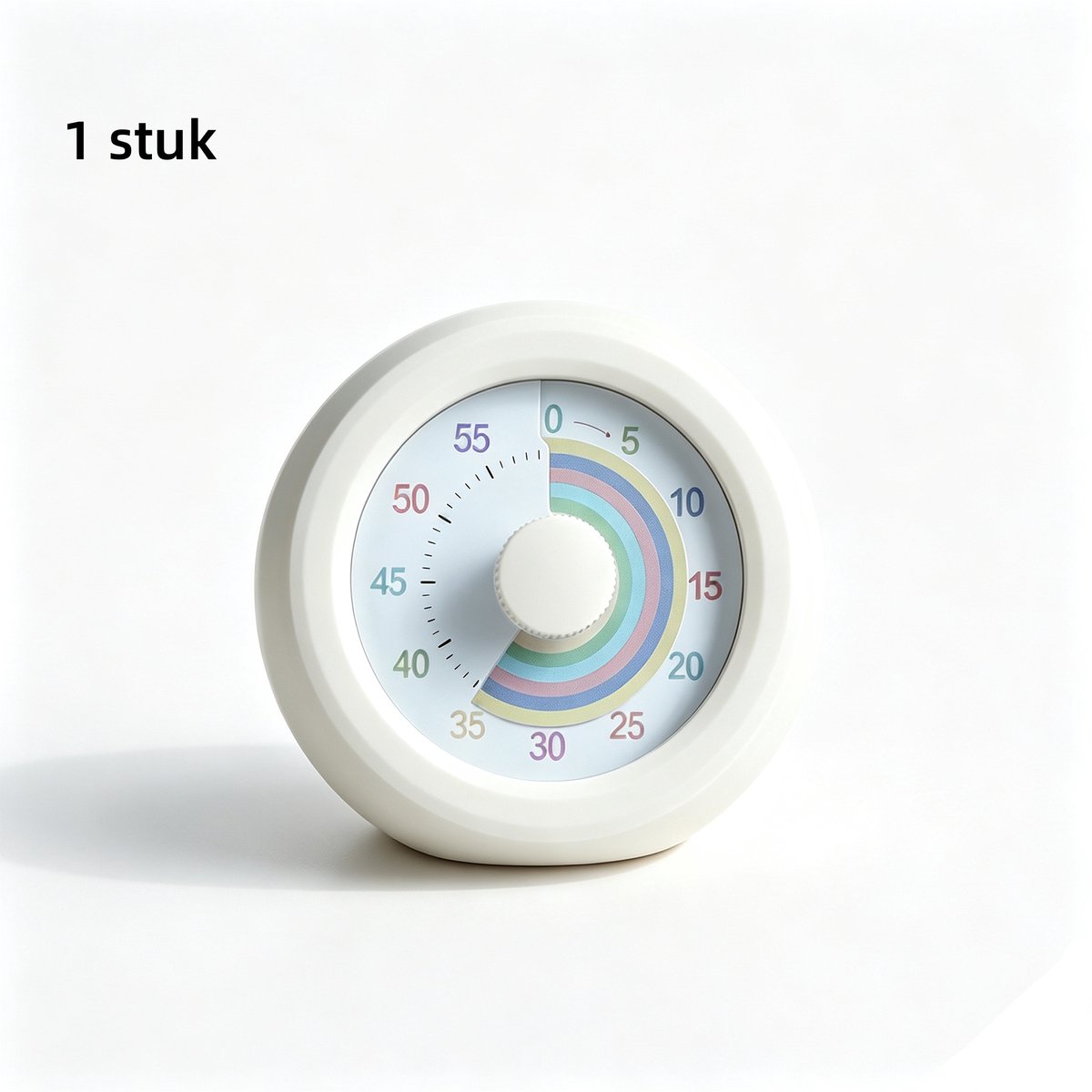 1 stuk - Visuele timer van 60 minuten - Stille visuele afteltimer - Regenboogschijf - Afteltimer van 60 minuten - Taakherinnering voor thuis en in de keuken - Geschikt voor kinderbureaus en kantoorvergaderingen - Wit