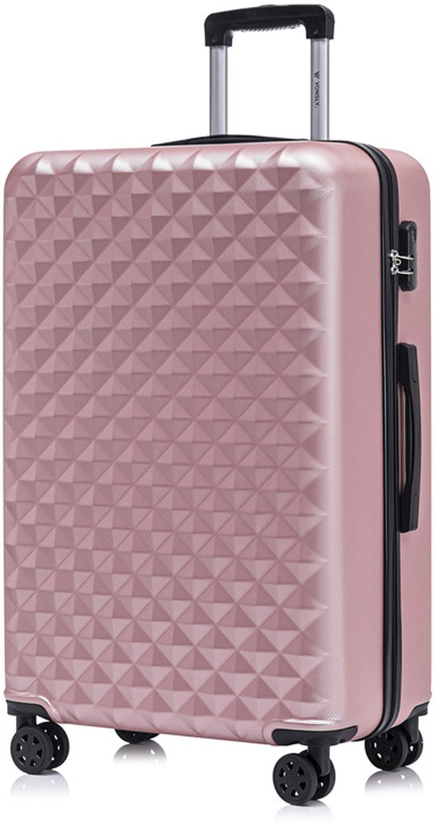 YONSLY Handbagage Koffer - 76 x 49 x 29 cm - 98 L - Cijferslot - 360° Draaibare Wielen - Grote Trolley - Roségoud