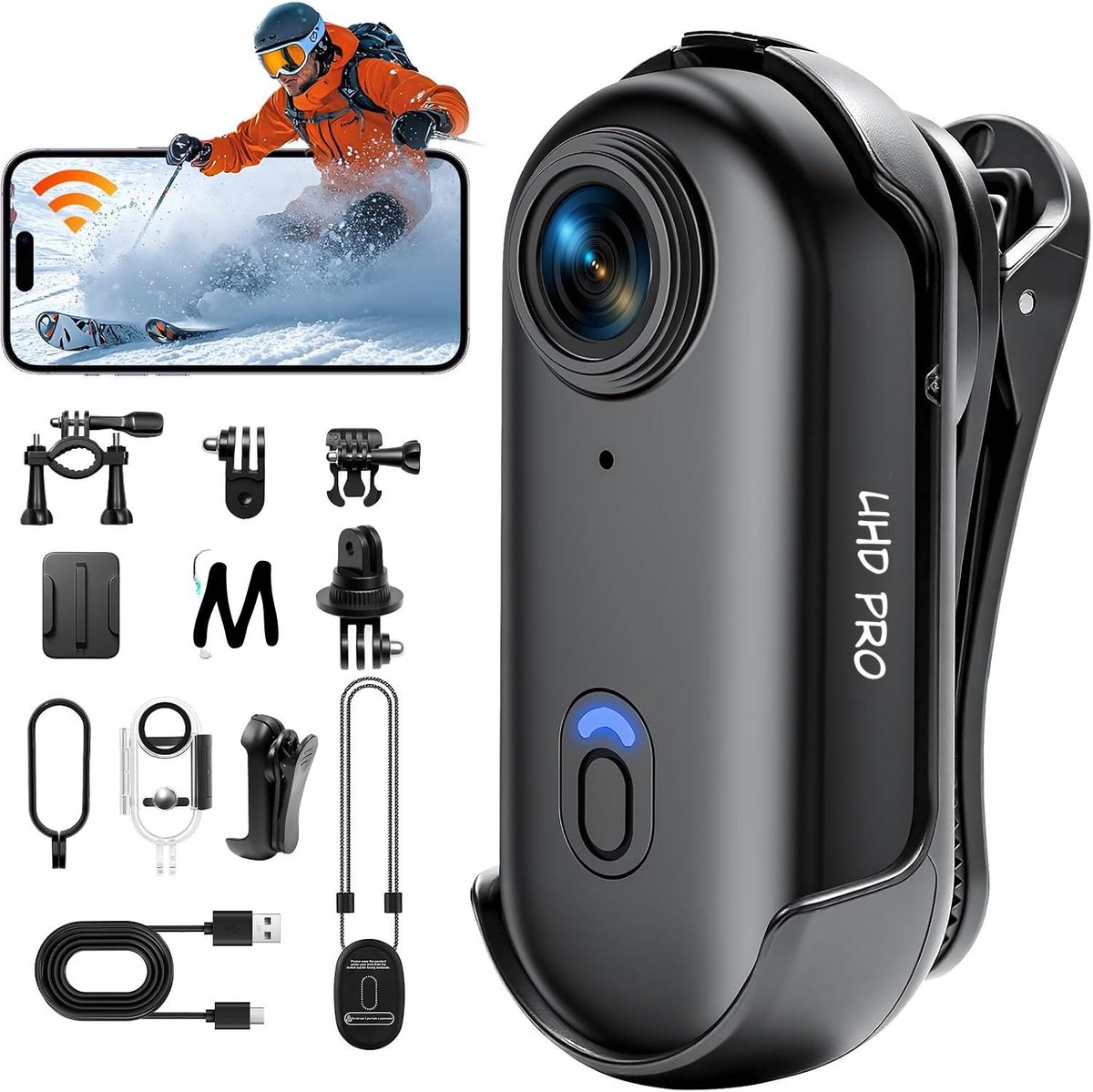 KavoBodycam - 150° Groothoeklens - Mini Bodycam - Mini Action camera - Zwart - 16cm x 11cm x 6cm