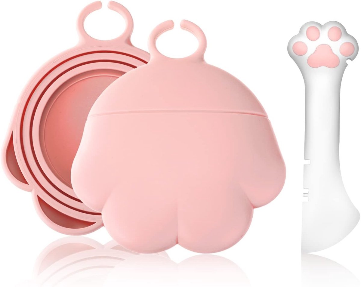 Siliconen deksel voor katten- en hondenvoerblikken met lepel, universele afsluiting voor voedselopslag, ideaal cadeau voor huisdieren