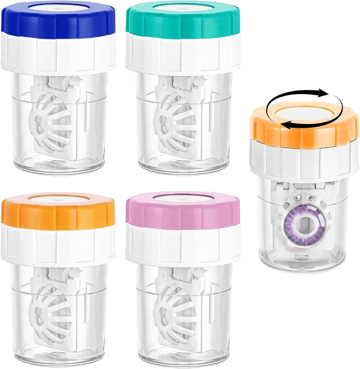 Handmatige contactlensreiniger met 4 stuks, inclusief houder en wasmachine voor lensonderhoud