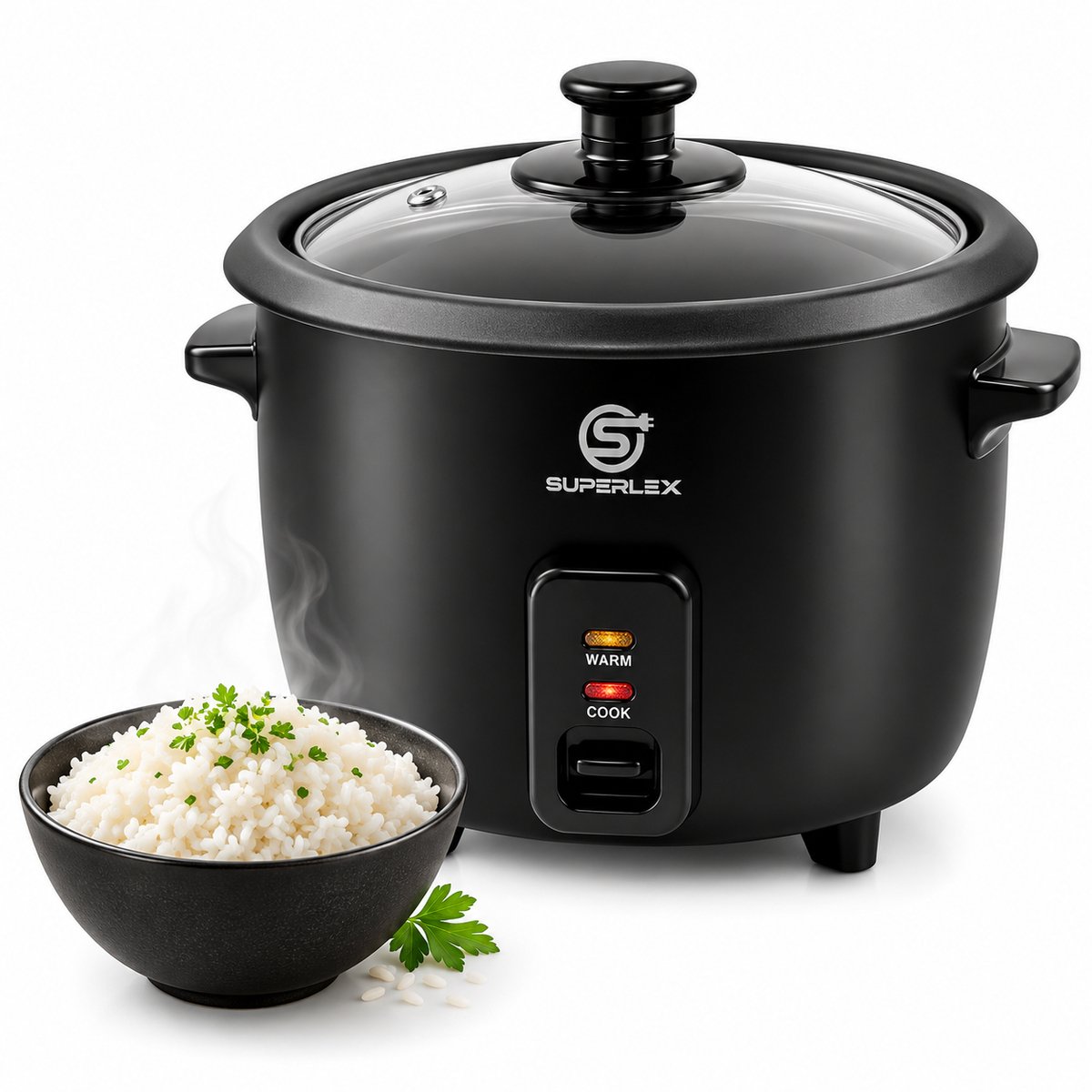 Currero Rice Cooker - Rijstkoker - Klein Model - Mini - Met Stoommandje - Automatisch - Warmhoudfunctie - Antiaanbak - 1l - Zwart