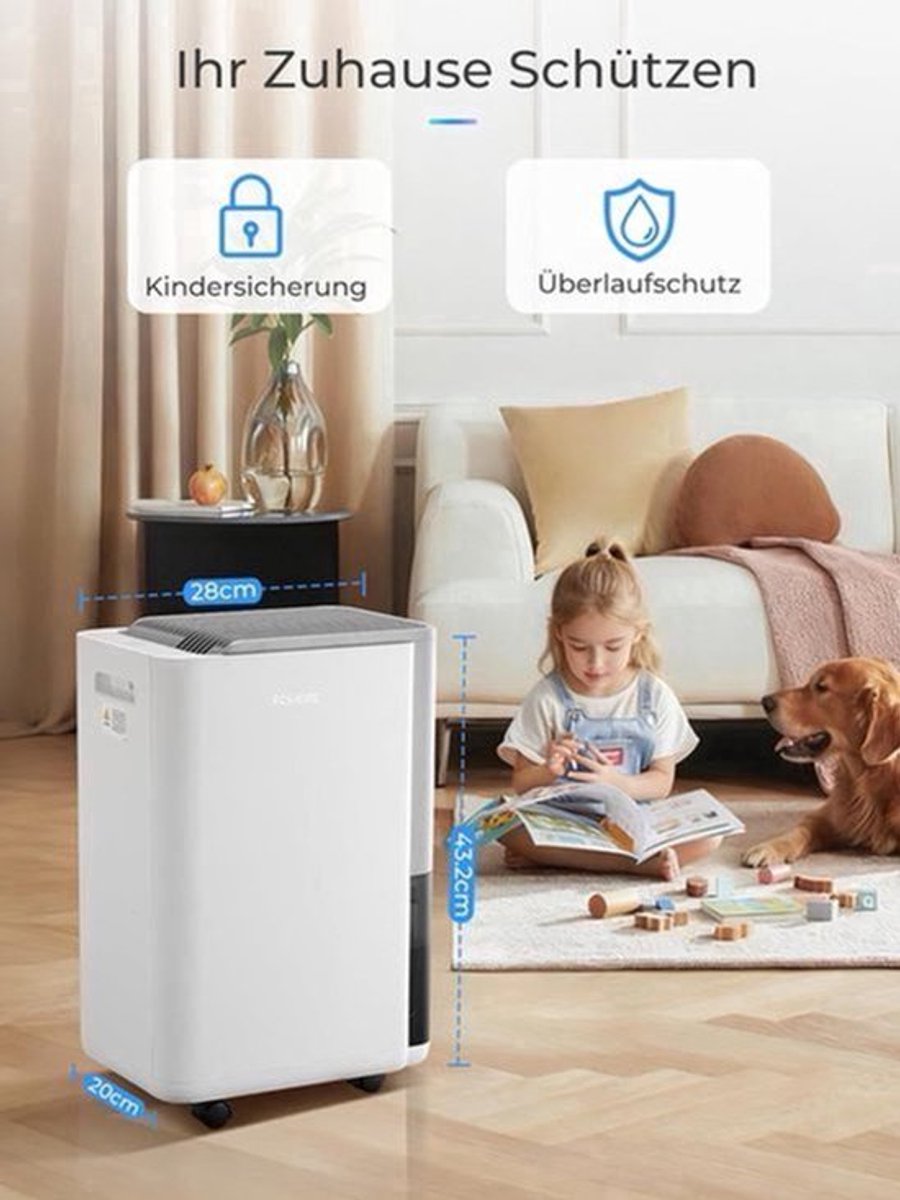 Luchtontvochtiger – Vochtvreter – Ontvochtiger – Droogmachine – Luchtzuiveraar – Compact en Draagbaar – Stil en Energiebesparend