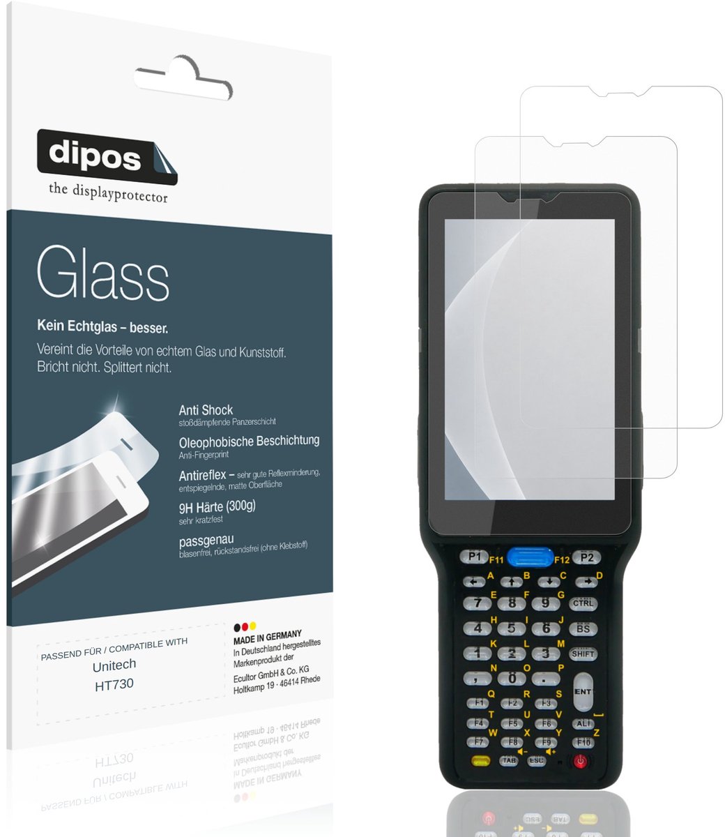 dipos – 2x Matte Pantserfolie geschikt voor Unitech HT730 | 9H Screenprotector