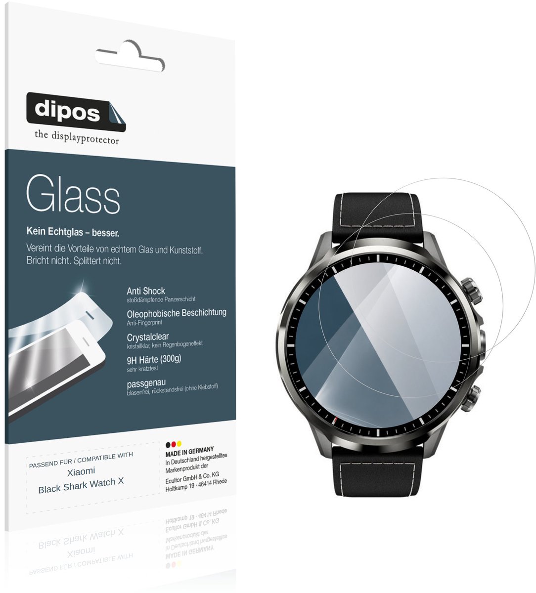 dipos – 2x Pantserfolie geschikt voor Xiaomi Black Shark Watch X | 9H Screenprotector