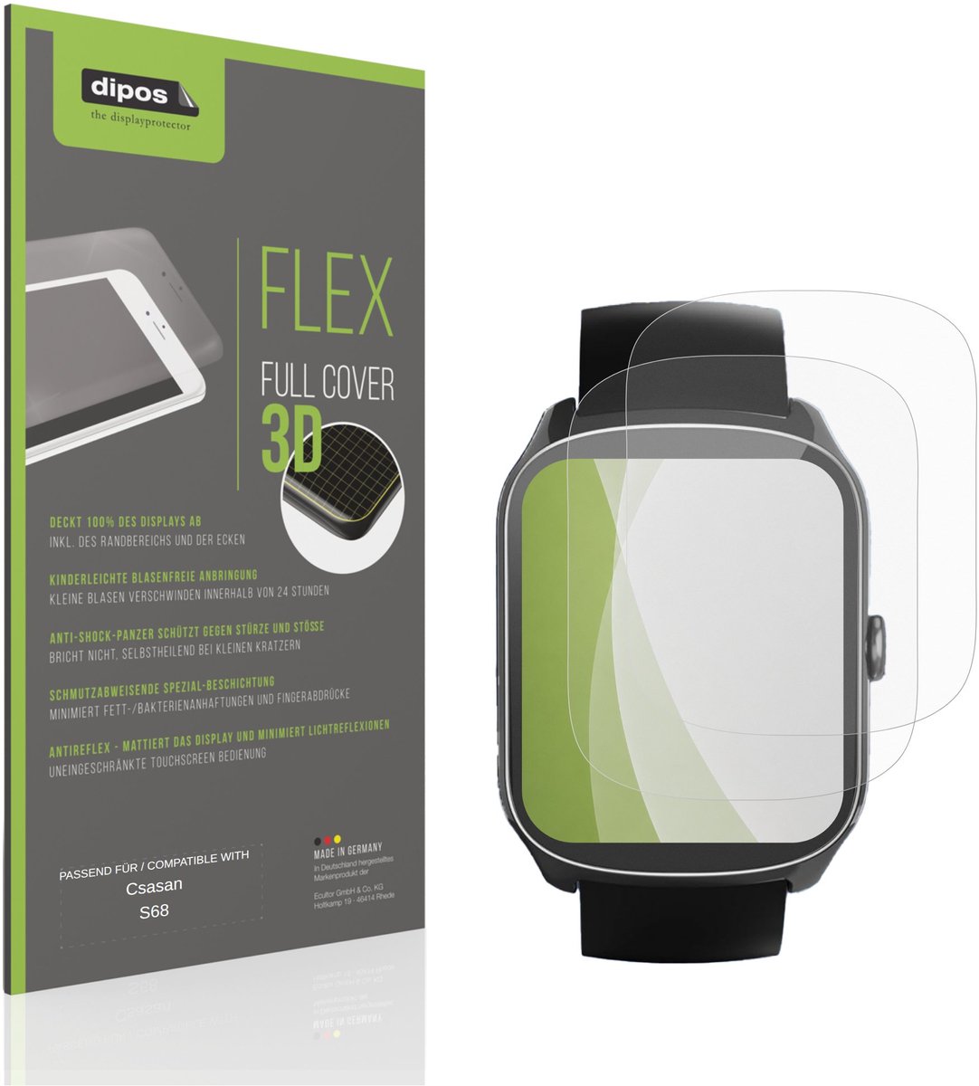 dipos FLEX – 2x Matte Screenprotector geschikt voor Csasan S68 | Volledige Schermbescherming | Case-Friendly