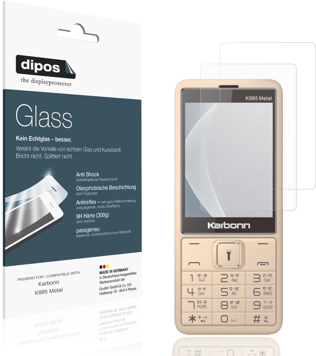 dipos – 2x Matte Pantserfolie geschikt voor Karbonn K885 Metal | 9H Screenprotector