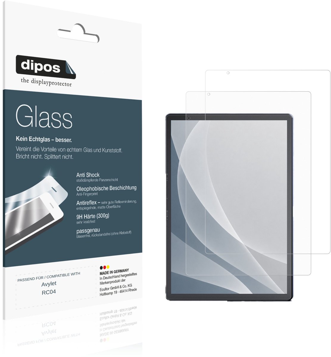 dipos – 2x Matte Pantserfolie geschikt voor Avylet RC04 | 9H Screenprotector