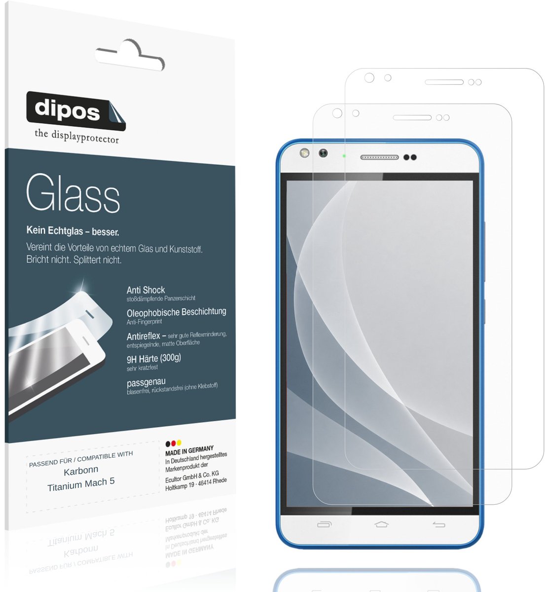 dipos – 2x Matte Pantserfolie geschikt voor Karbonn Titanium Mach 5 | 9H Screenprotector