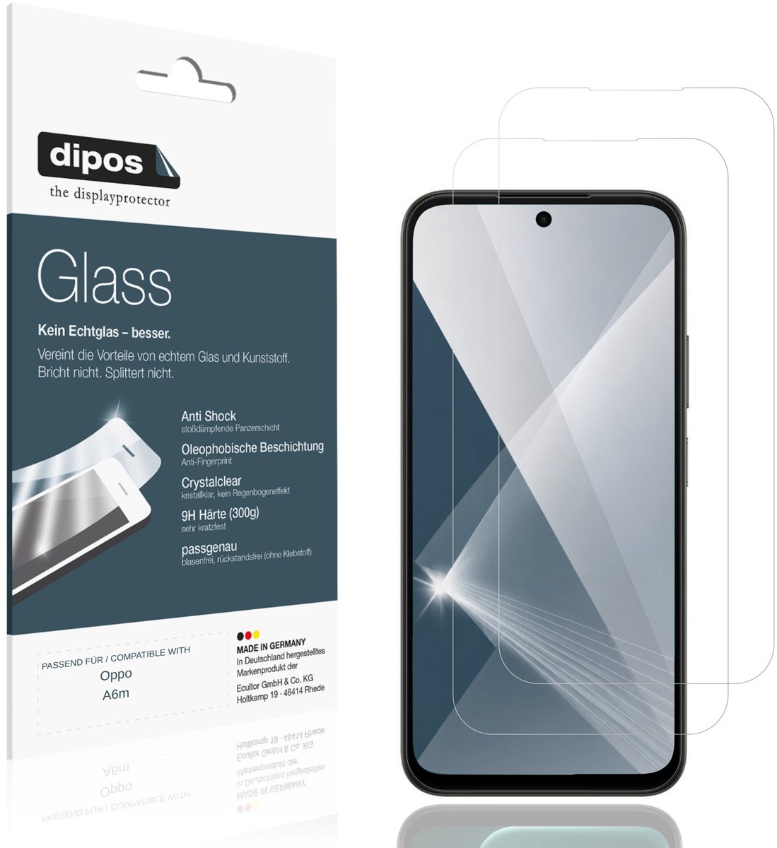 dipos – 2x Pantserfolie geschikt voor Oppo A6m | 9H Screenprotector