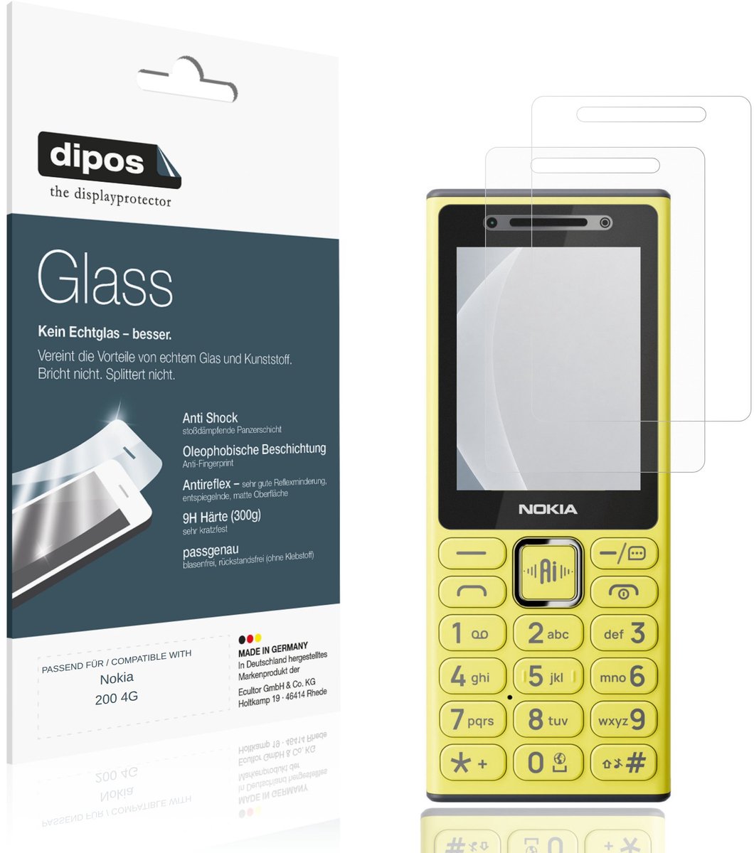 dipos – 2x Matte Pantserfolie geschikt voor Nokia 200 4G | 9H Screenprotector