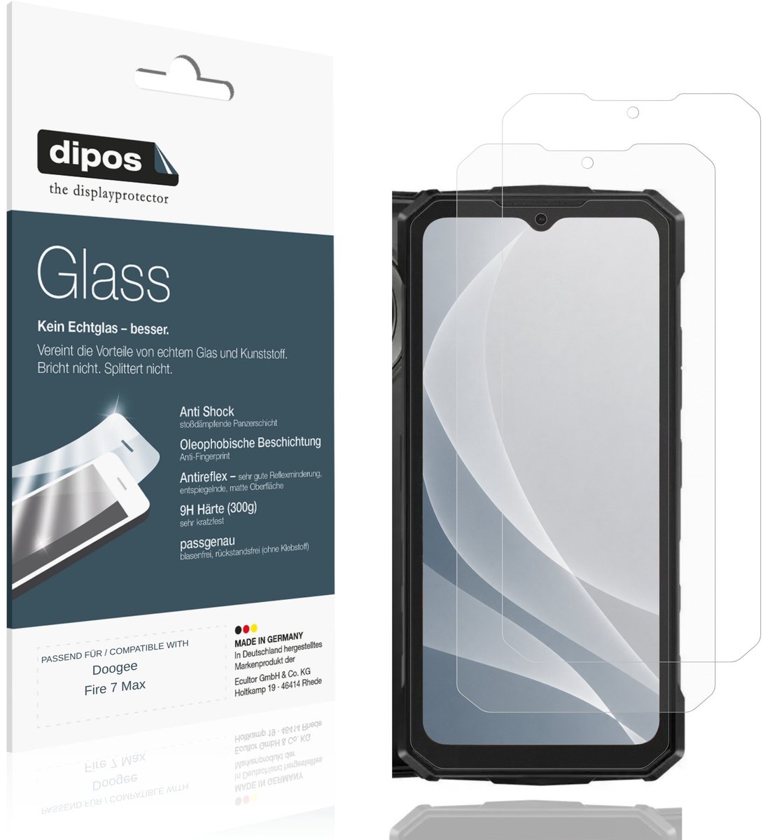 dipos – 2x Matte Pantserfolie geschikt voor Doogee Fire 7 Max | 9H Screenprotector