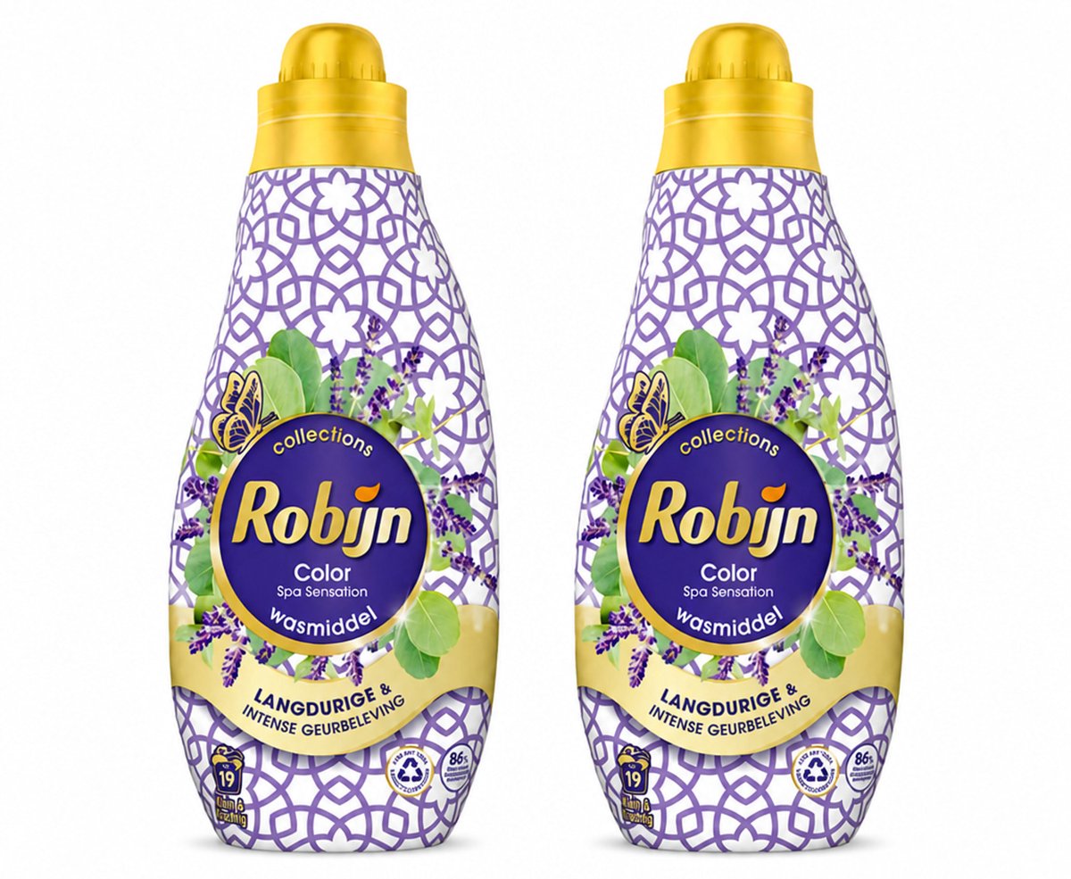 2 x Robijn - Klein & Krachtig Spa Sensation - Vloeibaar Wasmiddel - 19 Wasbeurten - 665 ml - Bulkverpakking - 2 stuks