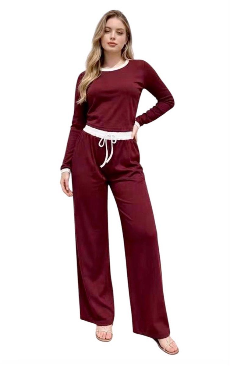 Dames Huispak / Vrijetijdspak -C526- L (40) DONKERROOD