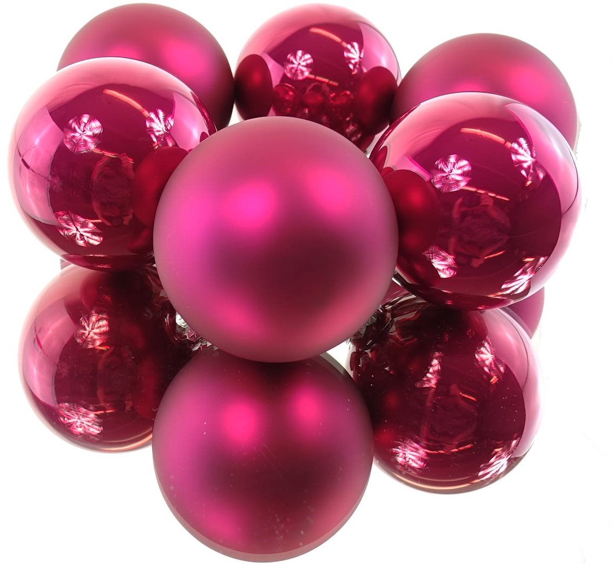 Kaemingk Kerstballen Festive Pink 3x Glans 3x Mat Ø 8 cm Set 6
