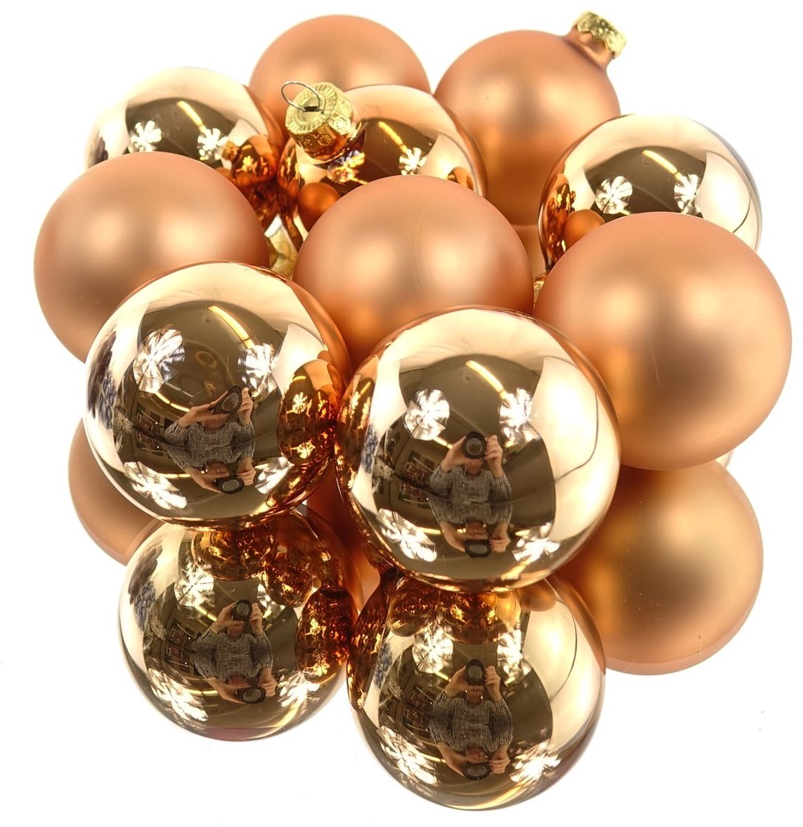Kaemingk kerstballen brandy oranje glans en mat 6 cm 10x