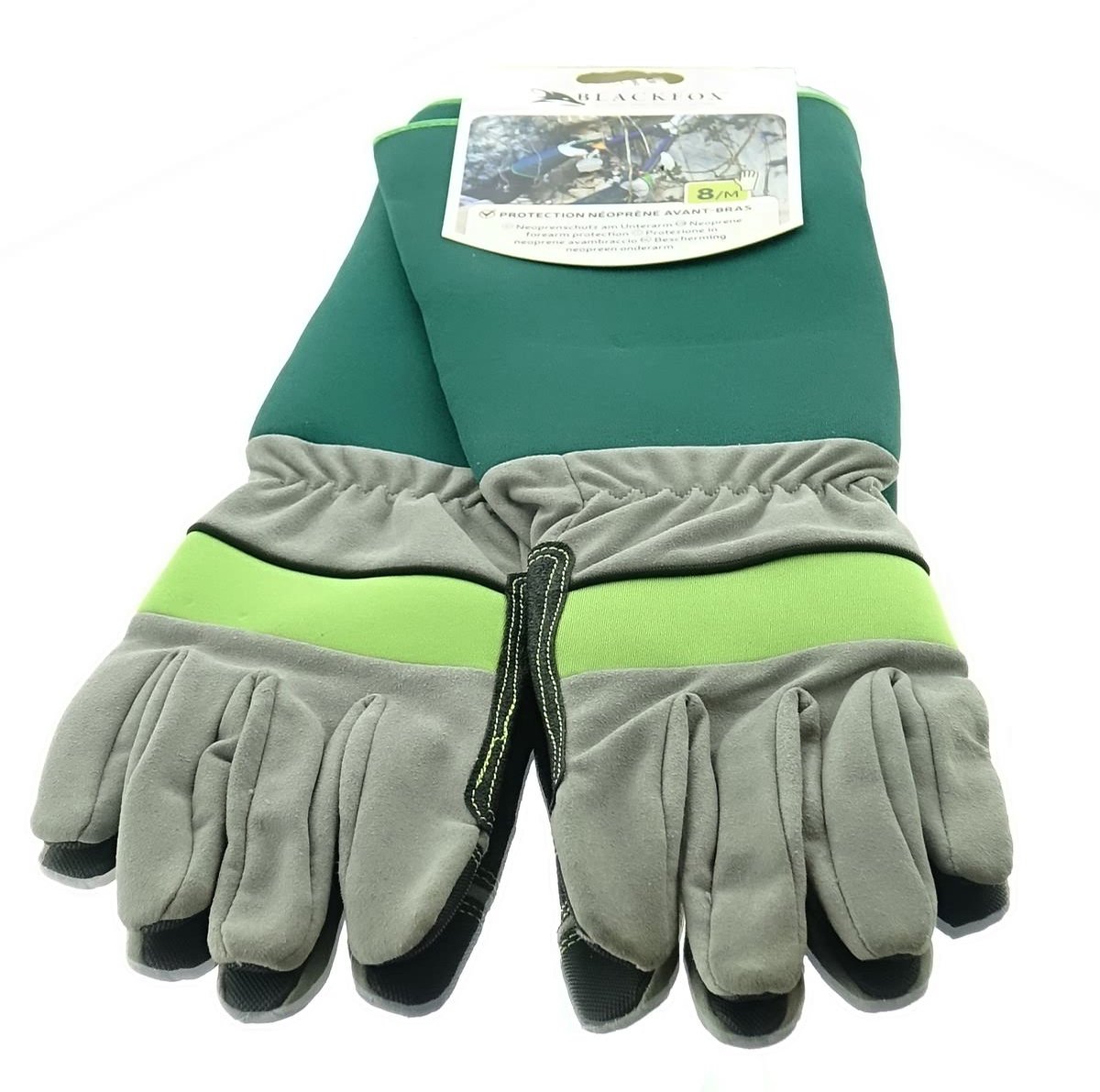 Blackfox tuinhandschoenen onderarmbescherming groen-grijs maat 8/M