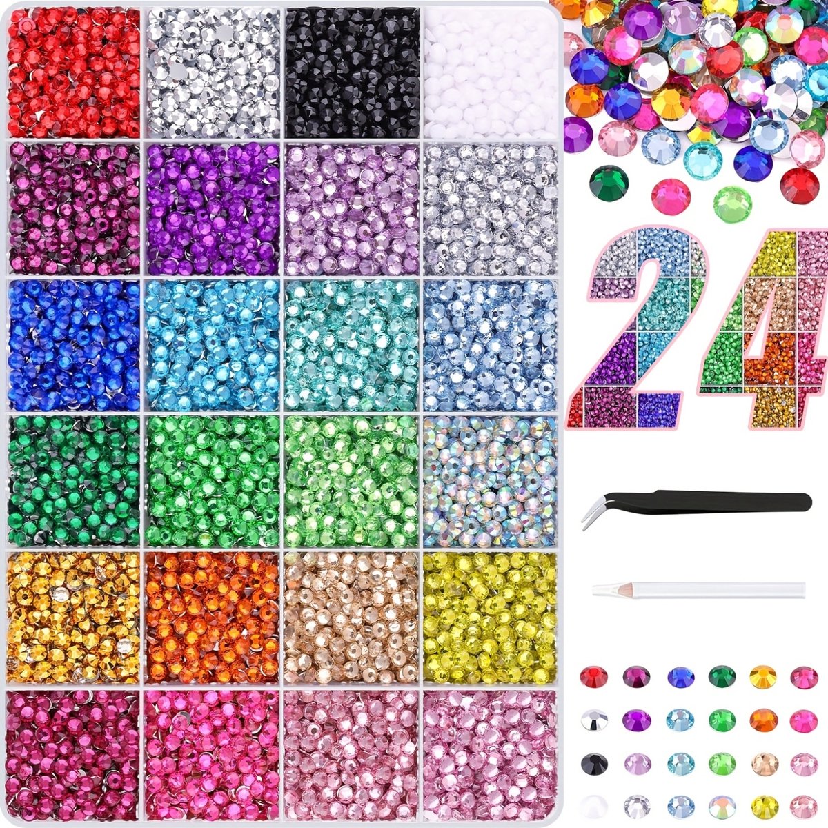 Currero Bedazzle Kit - Bedazzling - Plakstenen - Strass Steentjes - DIY Versieren - Set Met 12.000 Steentjes - Nagel Decoratie - 3mm