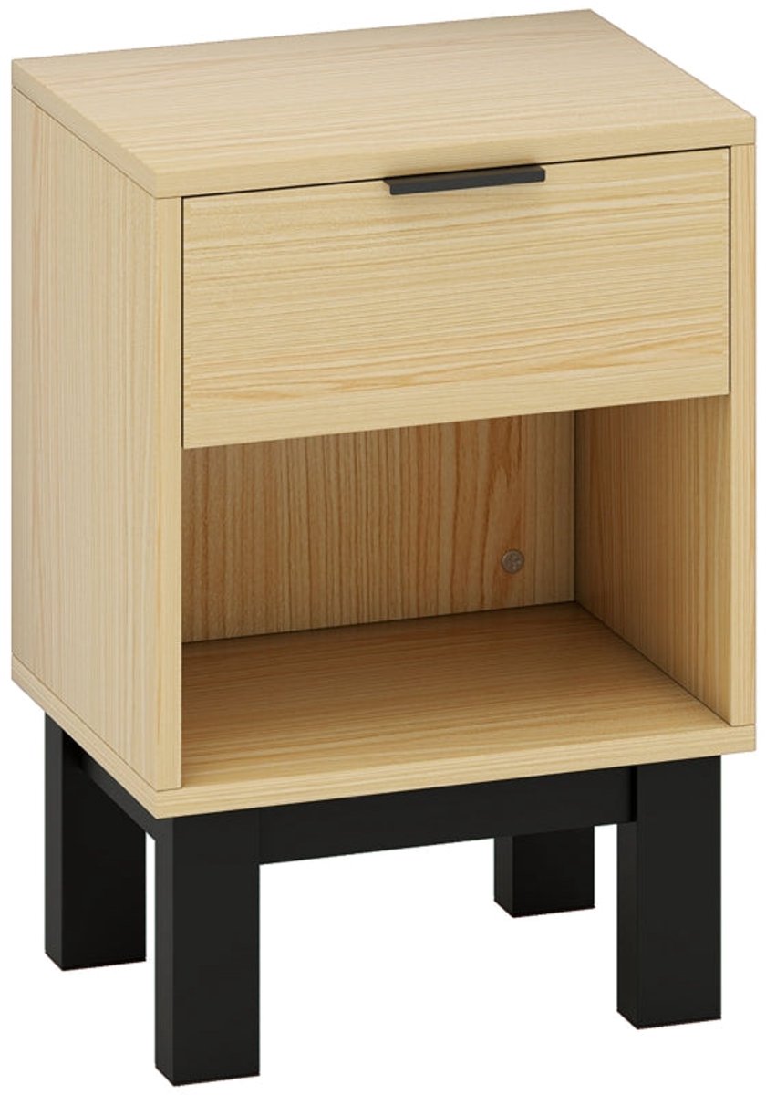 Merax Nachtkastje met Lade en Open Vak – Compacte Nachtkast voor Slaapkamer – Bijzetkast Houtkleur 35x26x50 cm Bruin