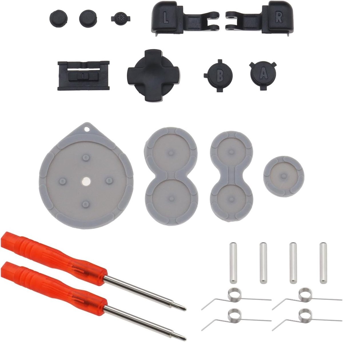 Set van 23 Knoppen voor Gameboy Advance SP - A B L R Knopvervanging en Reparatie Accessoire in Zwart voor Handheld Console