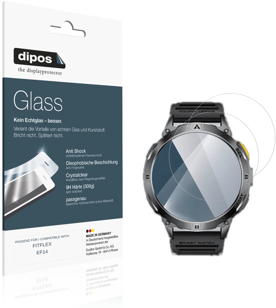 dipos – 2x Pantserfolie geschikt voor FITFLEX EF14 | 9H Screenprotector