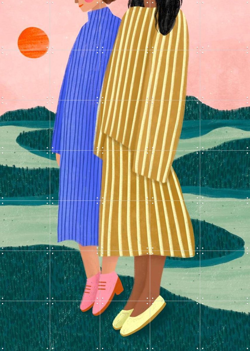IXXI Sunset Stripes, Bea Müller & Various - 100 x 140 cm - Gratis ophangtool - Grote wanddecoratie en posters - Digitale Kunst, Speels, Abstract