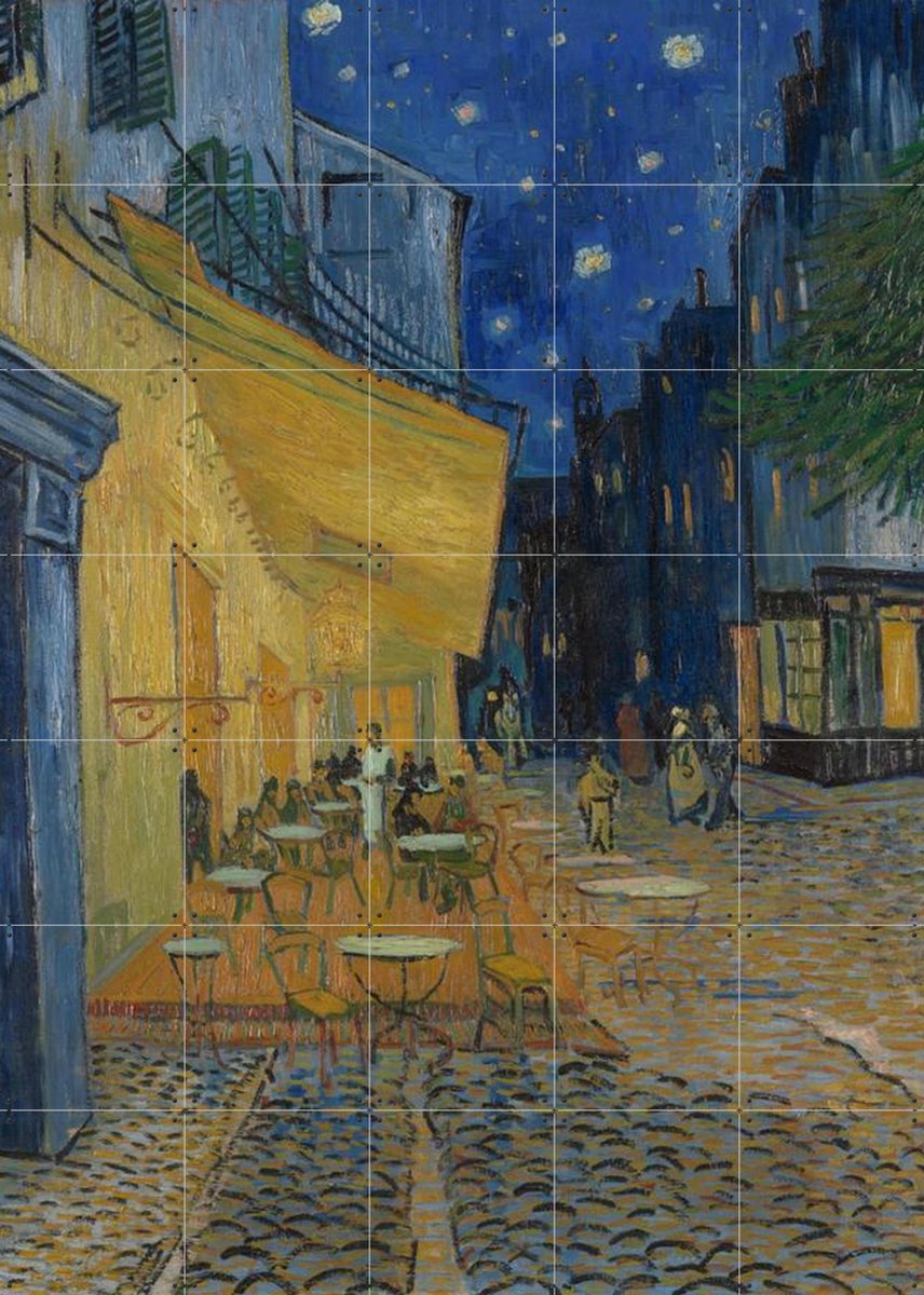 IXXI Caféterras bij nacht, Vincent van Gogh (1853 - 1890) & Kröller-Müller Museum - 100 x 140 cm - Gratis ophangtool - Grote wanddecoratie en posters