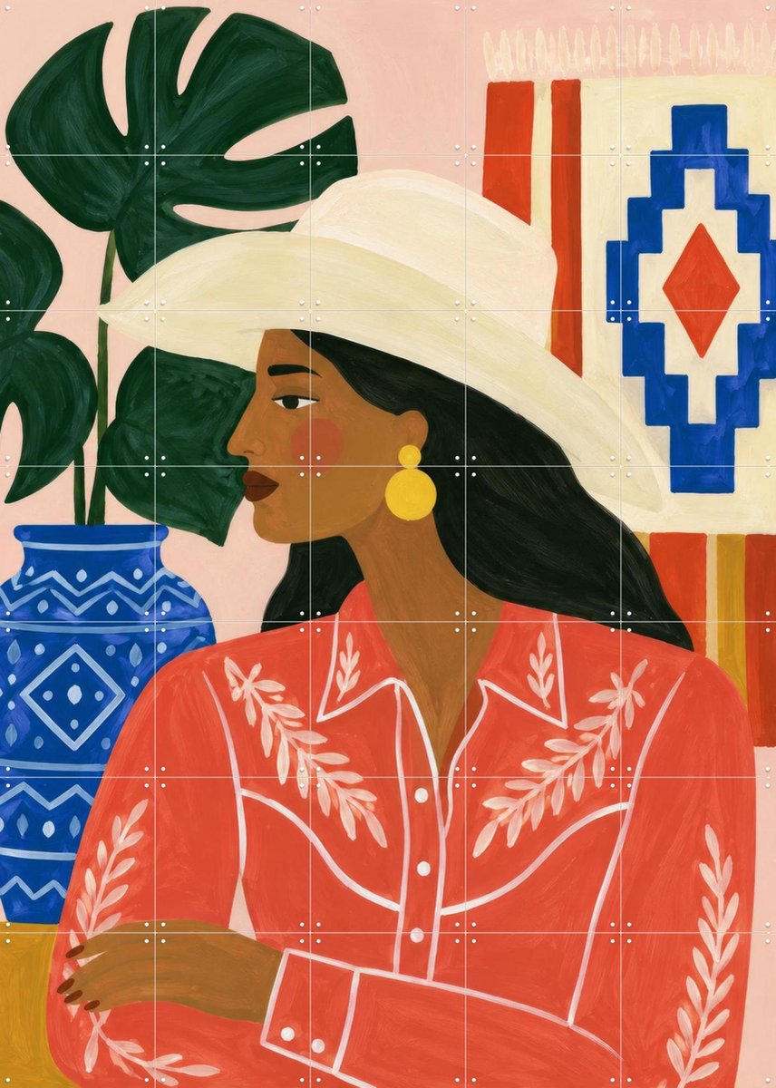 IXXI Western Muse, Atelier Pommeline - 100 x 140 cm - Gratis ophangtool - Grote wanddecoratie en posters - Illustraties, Kleurrijk, Modern