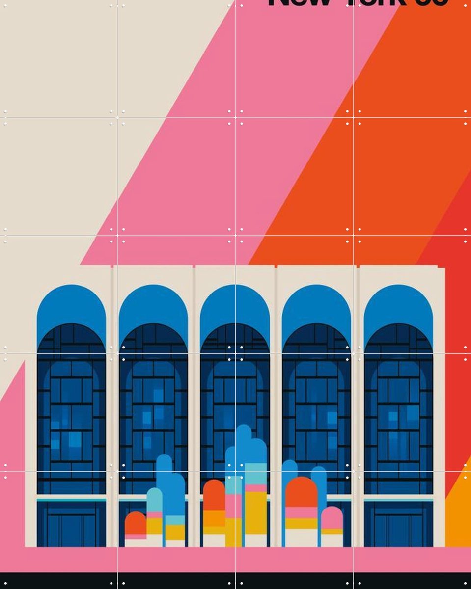 IXXI New York 66, Bo Lundberg - 80 x 100 cm - Gratis ophangtool - Grote wanddecoratie en posters - Illustraties, Geometrische Kunst, Kleurrijk