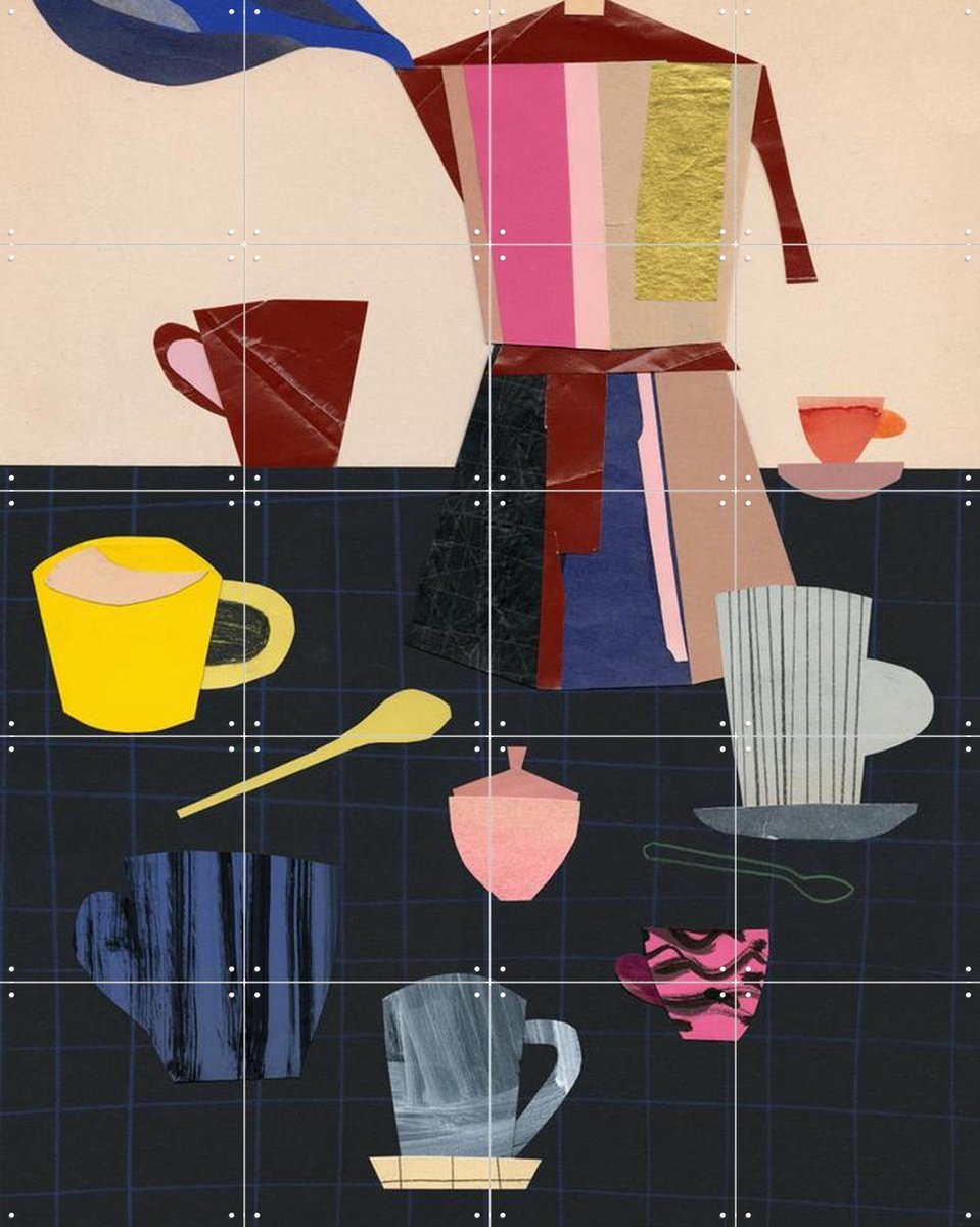 IXXI Espresso 8, Signorinah - 80 x 100 cm - Gratis ophangtool - Grote wanddecoratie en posters - Speels, Vintage, Illustraties, Collage, Gemengde