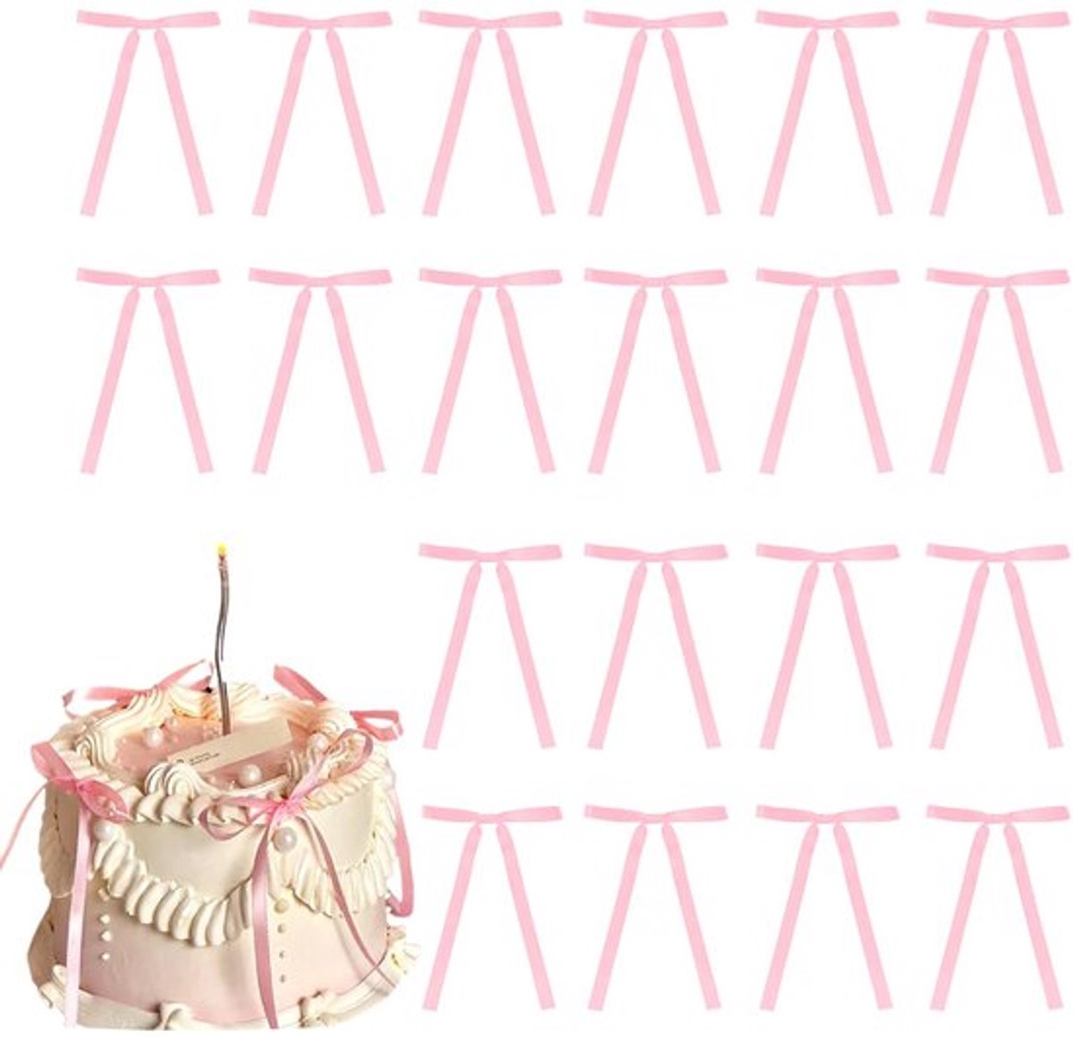 VT Goods - Cupcake Toppers - Decoratie voor Baby Shower - Roze Bogen - Feestelijke