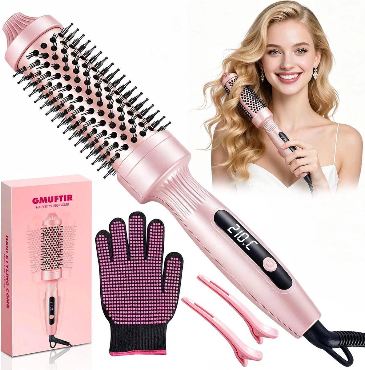 Thermische Borstel - Roze - 38 mm - 3-in-1 Ionische Ronde Borstel voor Salon Styling - Voor Natuurlijke Kapsels