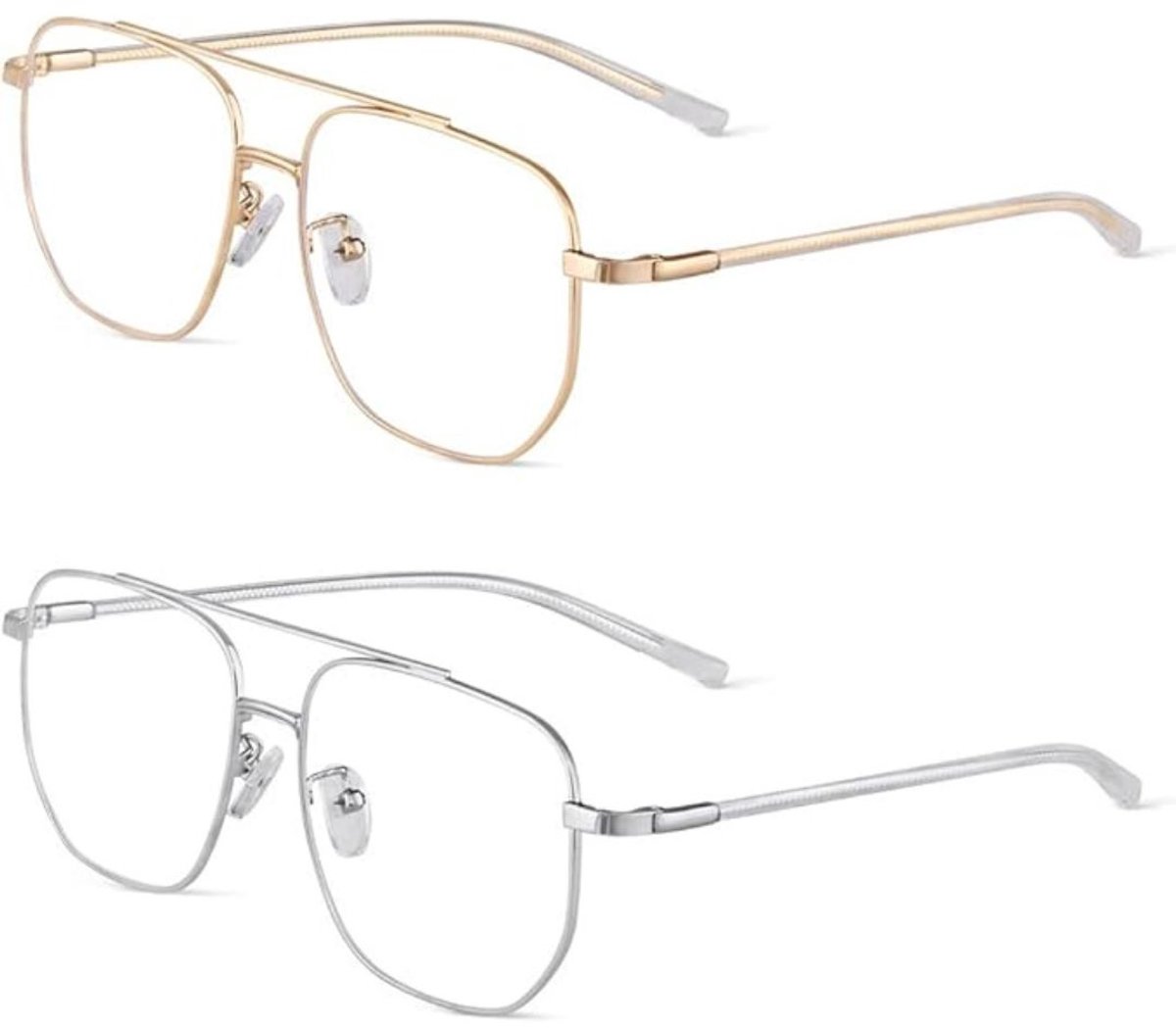 Zolvano® Blauw Licht Bril Zonder Sterkte - Blue Light Glasses - Computerbril - Goud en zilver