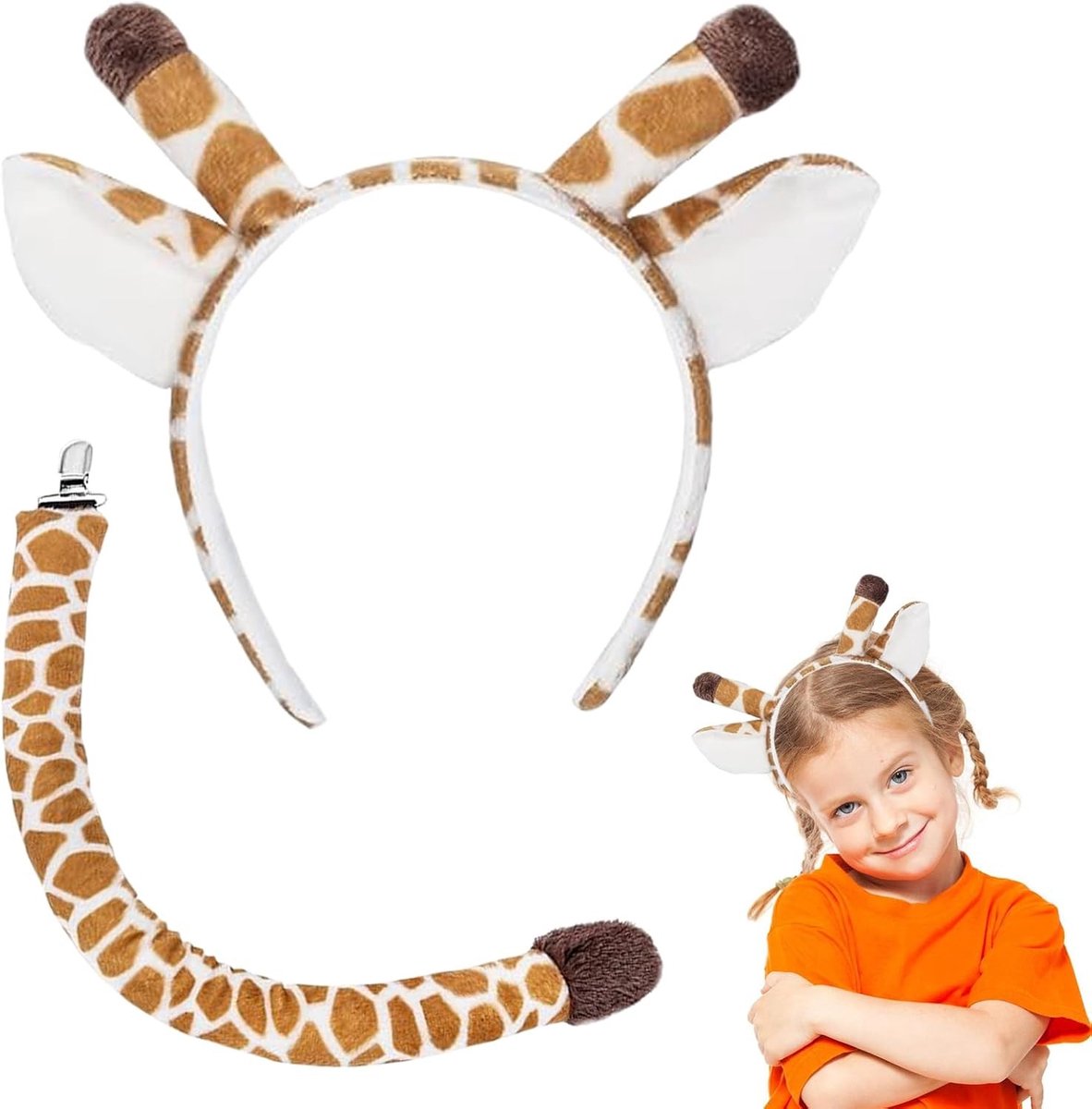 Giraffe Kostuum Set voor Carnaval en Halloween, Dierenkostuum met Accessoires voor Feestdecoraties en Verkleedpartijen