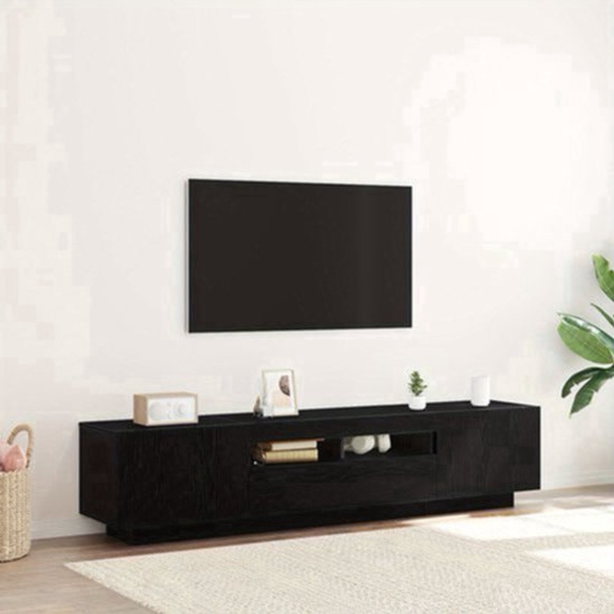 Tv-Meubel – Tv-Kast – Media Meubel – Tv-Standaard – Entertainmentkast – Noir – Strak en Duurzaam Composietmateriaal – Compact 120 CM Breed