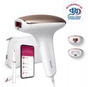 Philips Lumea IPL 7000 serie met twee opzetstukken, trimmer, etui en telefoon met app.