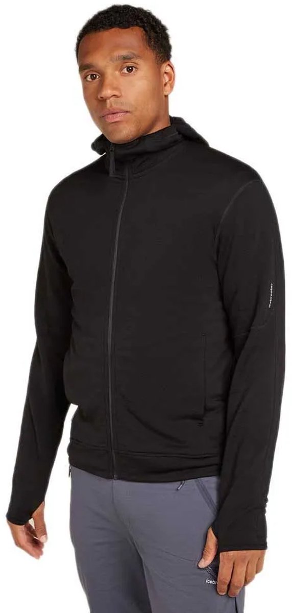 Icebreaker Merino 360 RealFleece™ Elemental LS Zip Hoodie Vest Heren Black M