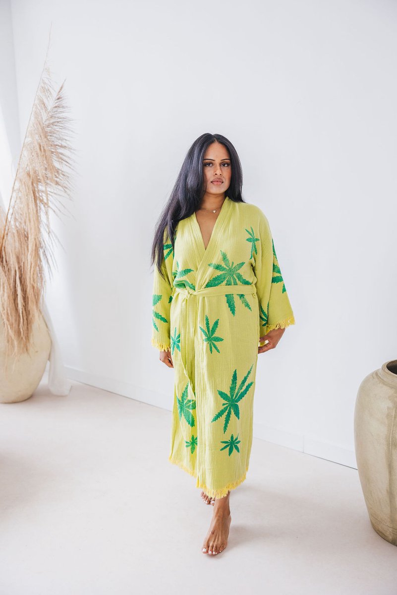 A Sense of Love Dames Mousseline Badjas Relax / Groen / One Size