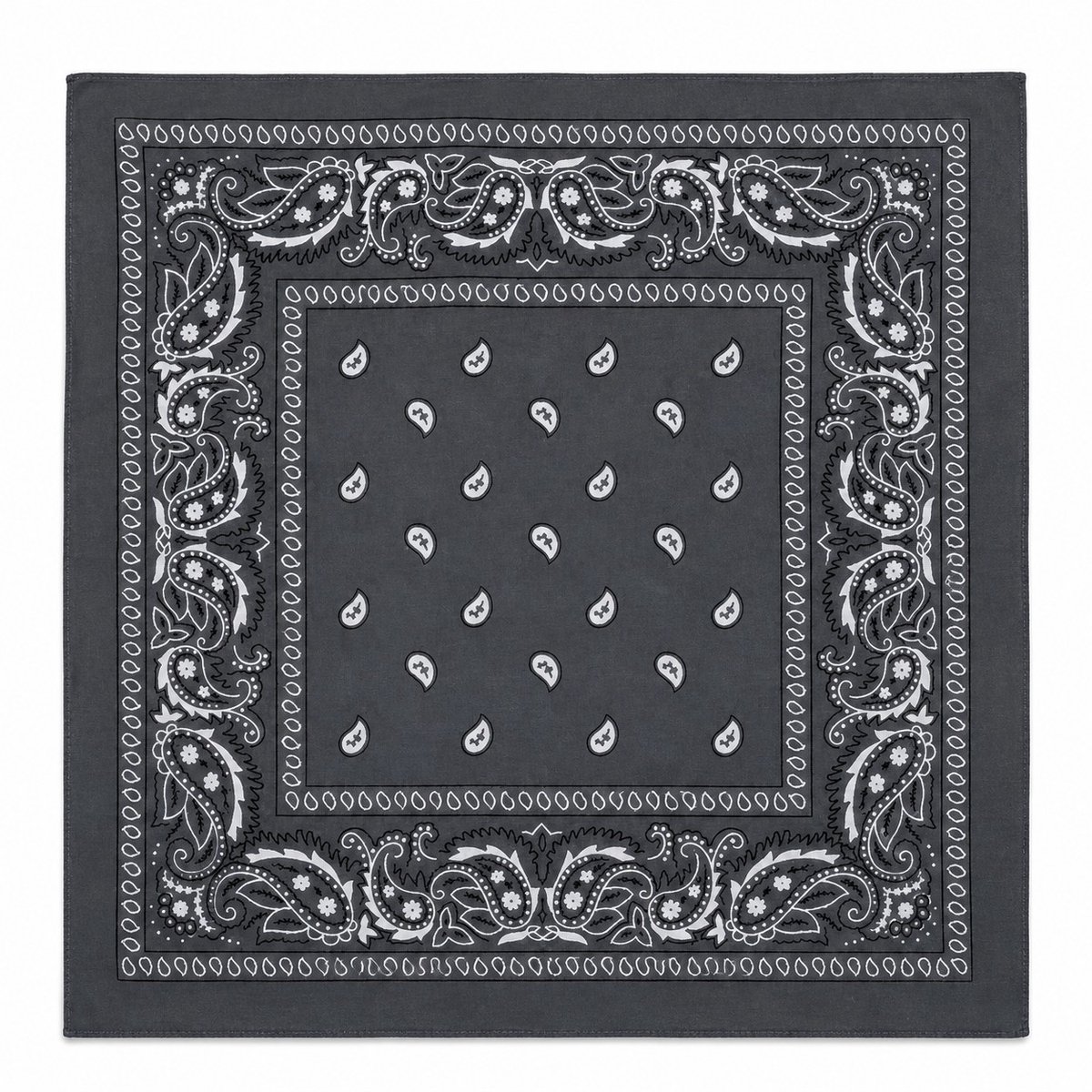 Haarsoires Bandana Zakdoek 55x55cm – Paisleyprint – Donkergrijs - Multifunctioneel Accessoire voor Haar, Festivals en Mode - One Size & Unisex