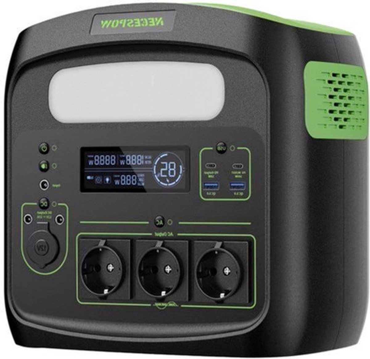 Powerstation – Noodstroomvoorziening – Generator – Camping Accu – Mobiele Energiecentrale – 576Wh LiFePO4 Batterij – 700W Piekvermogen – Zuivere Sinusgolf AC Uitgangen – USB-C PD 100W Snelladen