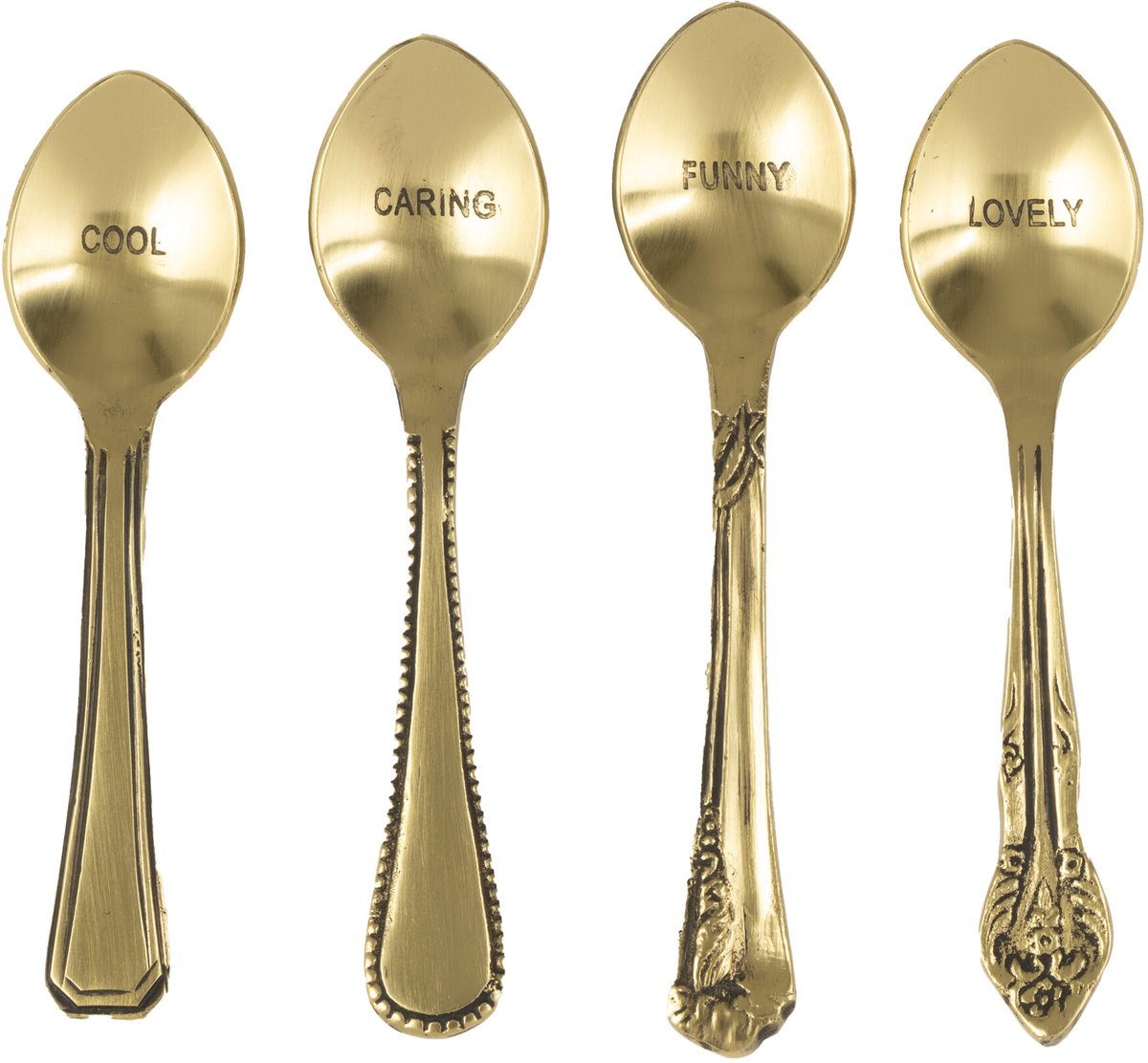 J-Line lepel Messing - brass - goud - doos van 4