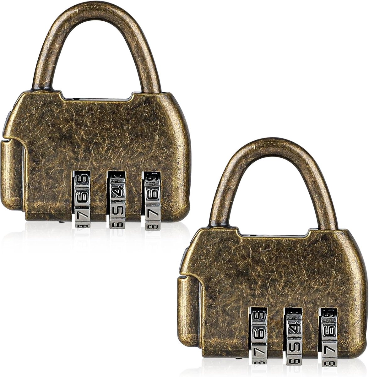 2 stuks retro bronzen cijferslot, metalen hangslot, vintage combinatieslot voor opbergdoos, juwelendoos, boekenbagage