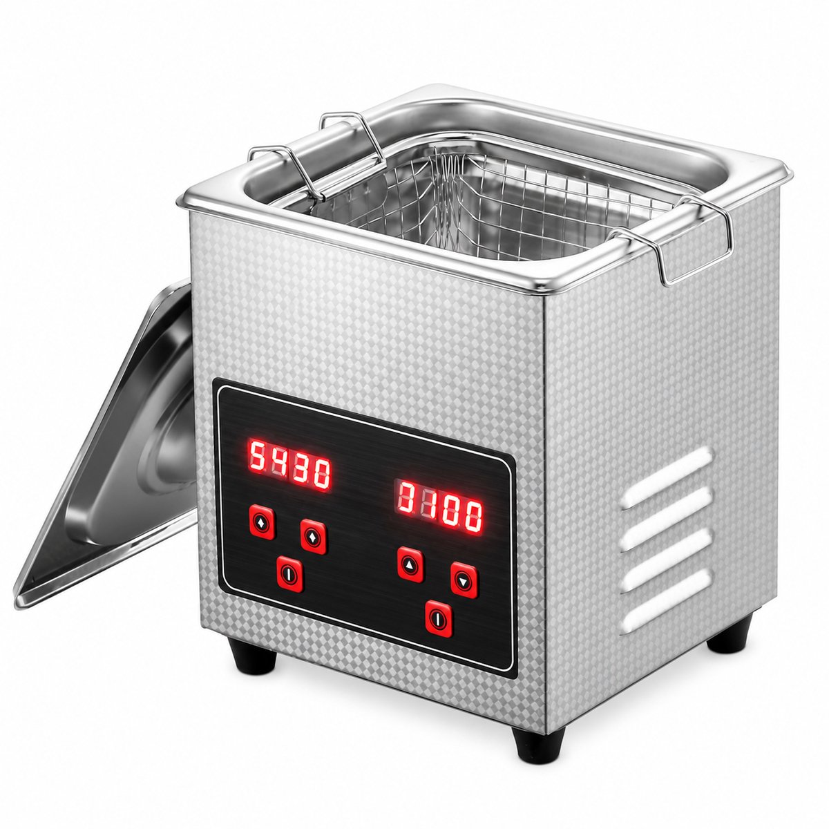 Ultrasoon reinigingsapparaat RVS met digitale display, 160W ultrasoonreiniger voor sieraden, brillen en horloges 2L