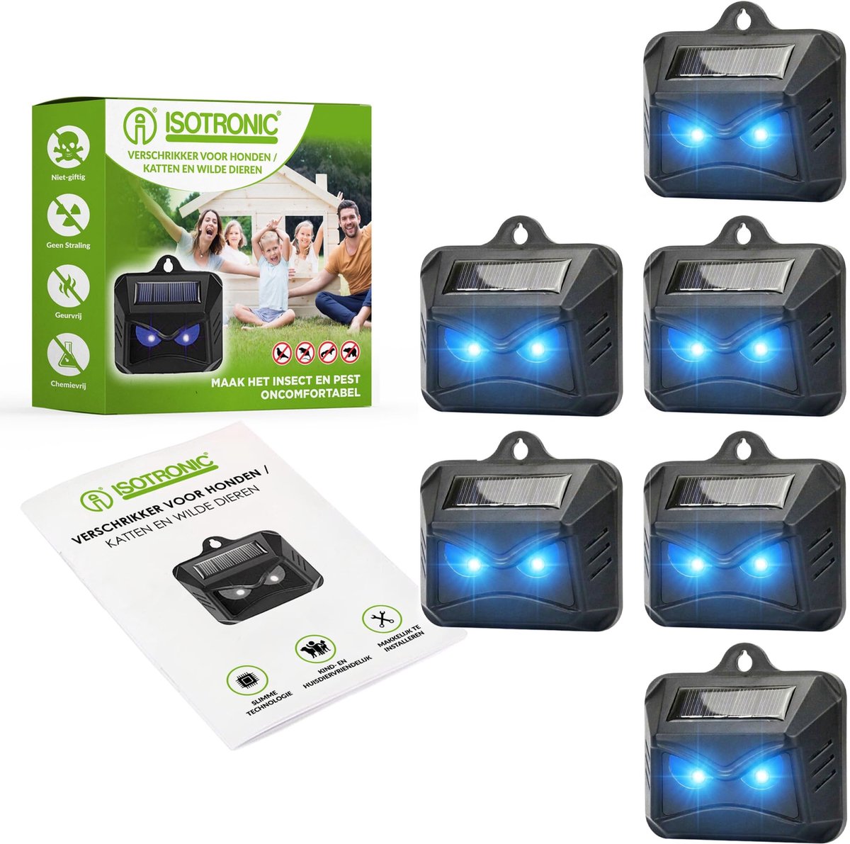 Dierenverjager Solar – 6 Stuks – Blauw LED Licht – Weerbestendig IP44 – Bereik 40 m²