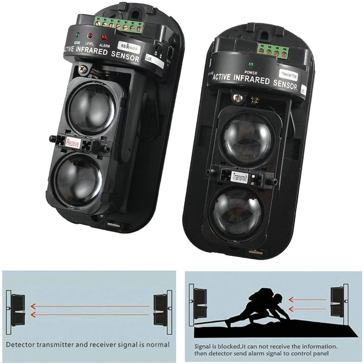 Bewegingsdetector - Infrarood Beveiligings Detector met 100 meter Actieve Detectie