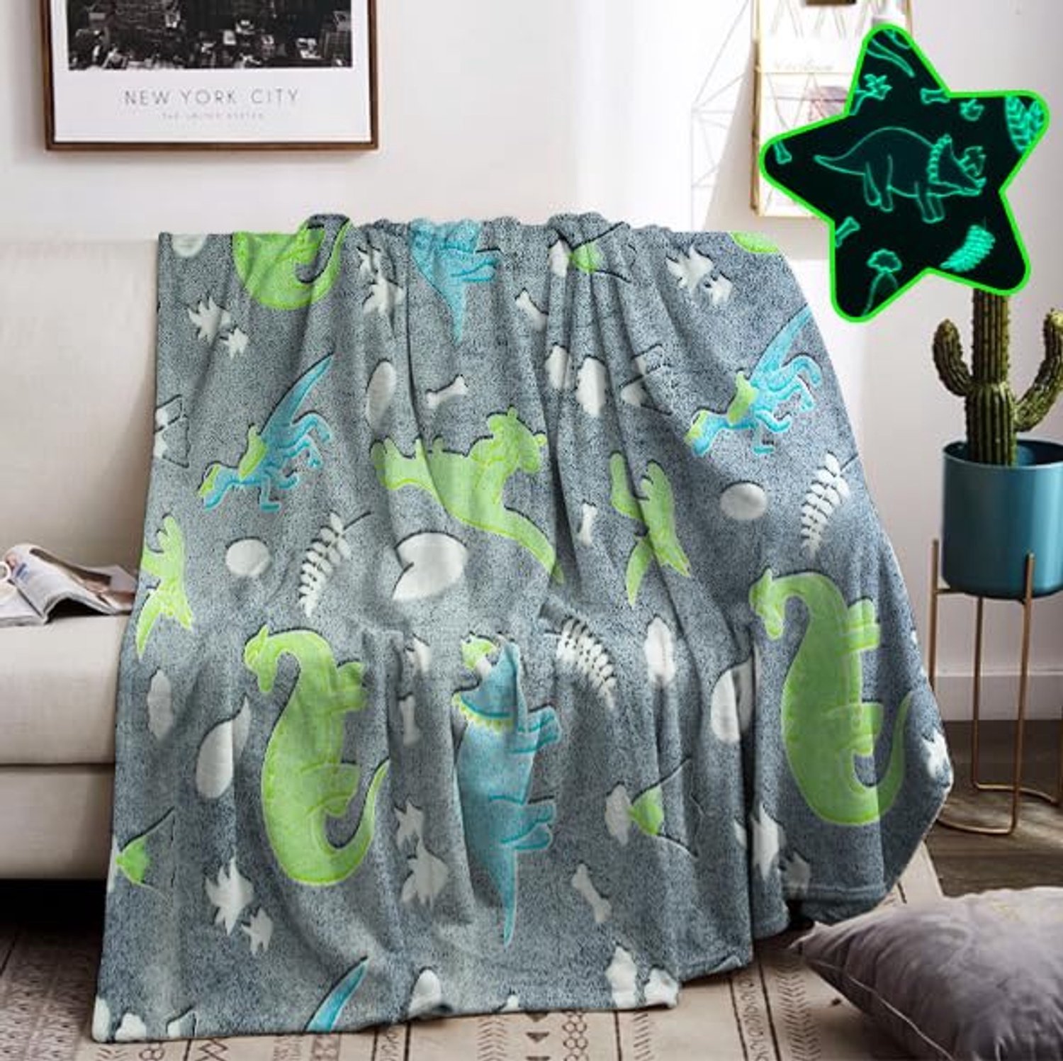 Glow in the Dark Dekentje voor Kinderen met Dinosaurus Thema