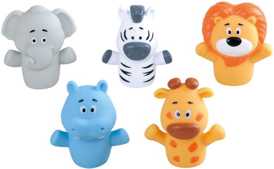 Play vingerpoppetjes safari dieren badspeelgoed 5 stuks multikleuren. van Merkloos — afbeelding 2
